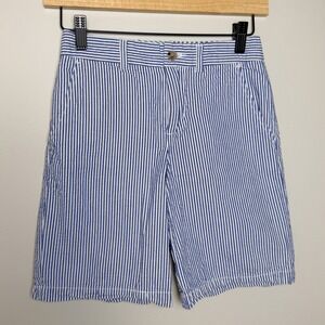 Polo Ralph Lauren Boys 10 Seersucker Navy White Striped Bermuda Shorts Cotton